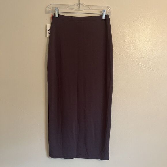 OPEN EDIT Slit Hem Midi Skirt, Soft Charcoal Grey- Size XS, NWT - Picture 7 of 8